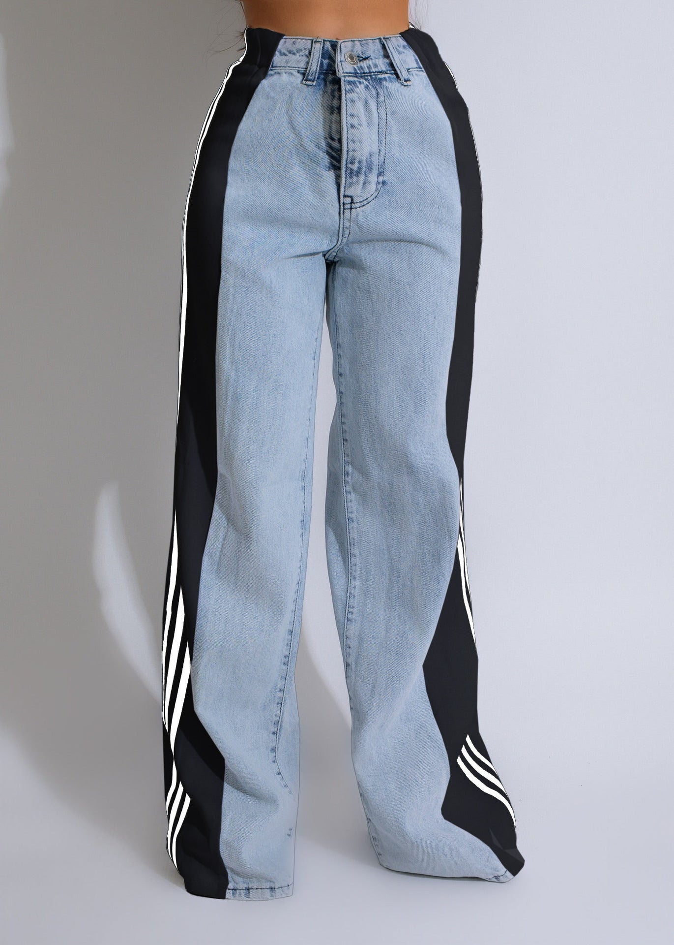 Casual/Streetwear Denim Three Stripe Patchwork