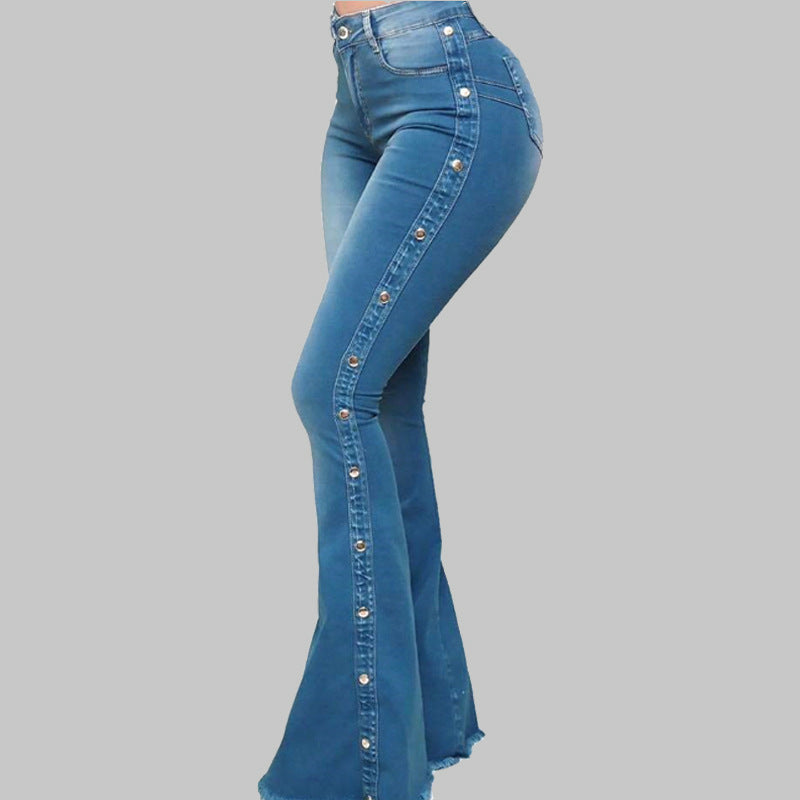 High waist stretch flared jeans