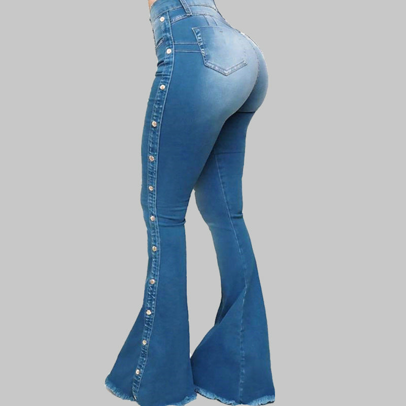 High waist stretch flared jeans