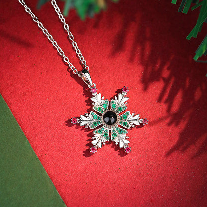 Snowflake Necklace With Projection Design For Couples Gift