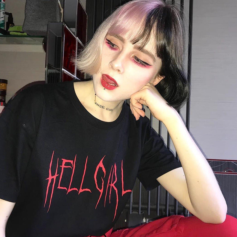 hell girl letter loose t-shirt