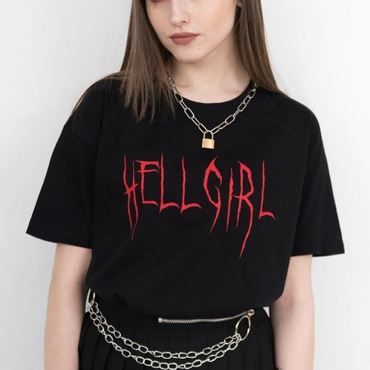 hell girl letter loose t-shirt