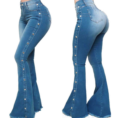 High waist stretch flared jeans