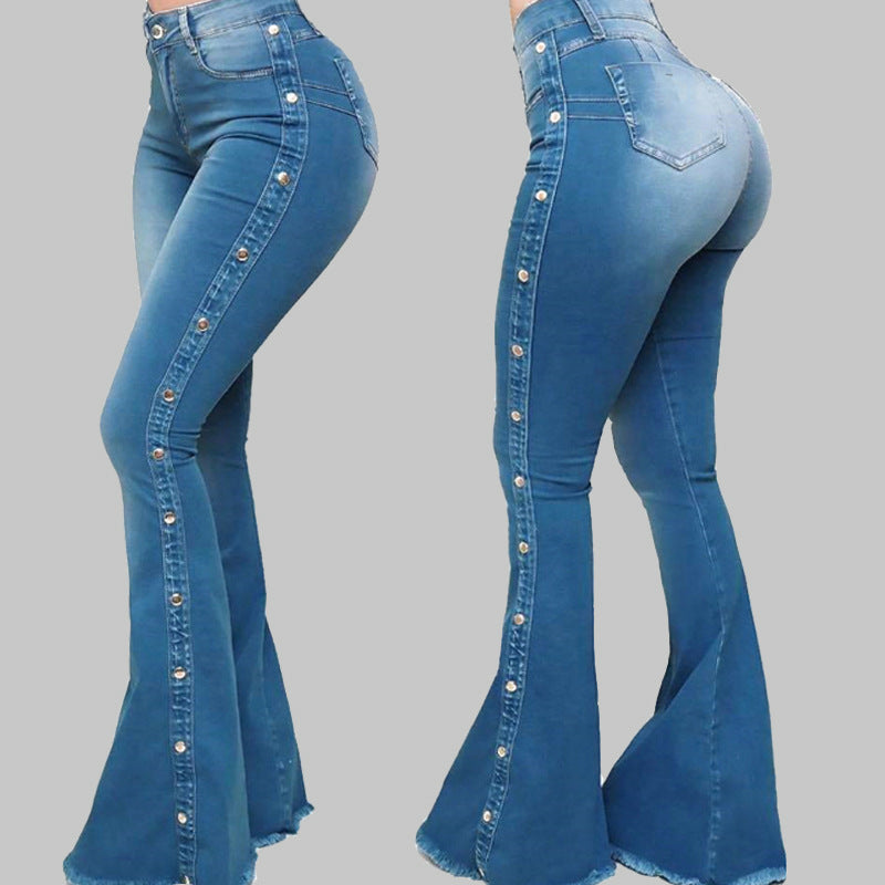 High waist stretch flared jeans