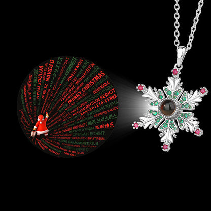 Snowflake Necklace With Projection Design For Couples Gift